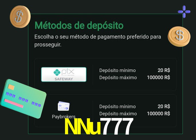 O cassino NNu777 oferece uma grande variedade de métodos de pagamento